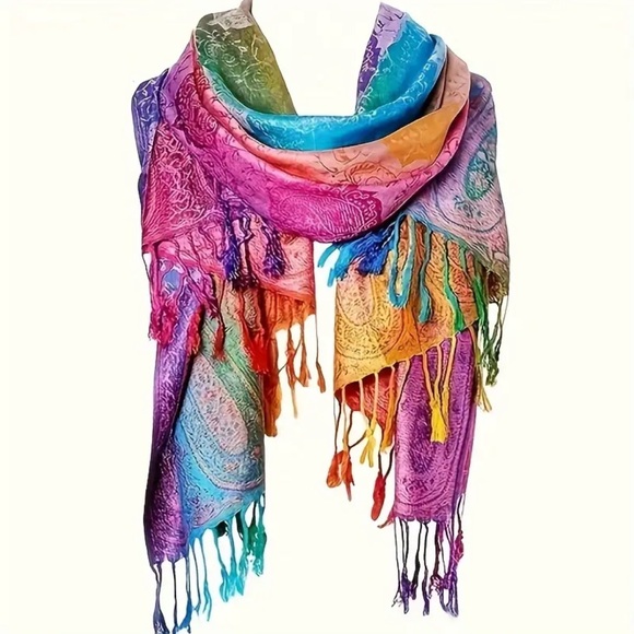 Rainbow Pashmina Scarf - Picture 3 of 4